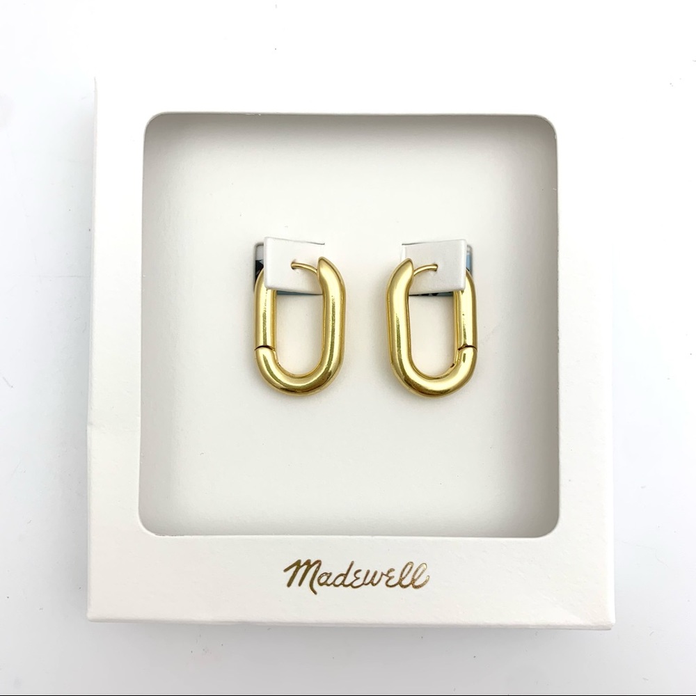 NWT NEW Madewell Carabiner Medium Golden Hoop Earrings